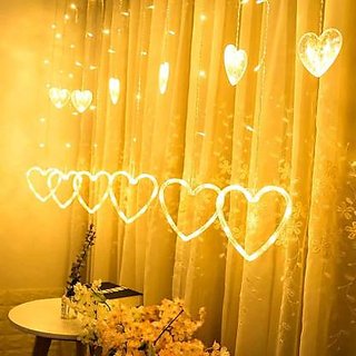 LED Heart-shaped Curtain String Light Window Hanging Curtain Lights String Net Xmas Home Party Decor Romantic Decoraion