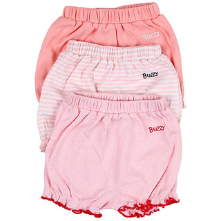 Buzzy Girl's Pink Cotton Bloomer (Pack of Three)