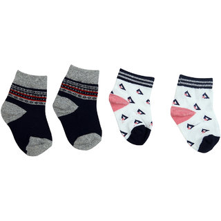                       Buzzy Baby Boy's Cotton Multi-Colored Printed Socks (Pack of two)                                              