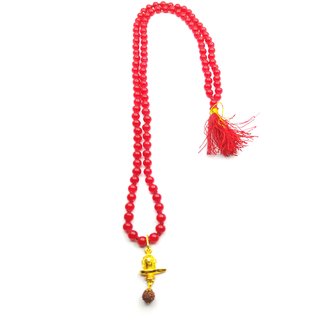 Raviour Lifestyle Lord Shiva Mahakal Shivling Rudraksha Pendant With Red Hakik Agate 108 beads Mala