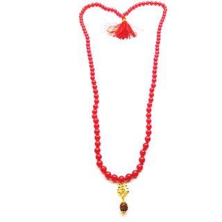 Raviour Lifestyle Mahakal Bholenath Trishul Pendant With Red Hakik Agate 108 beads Mala