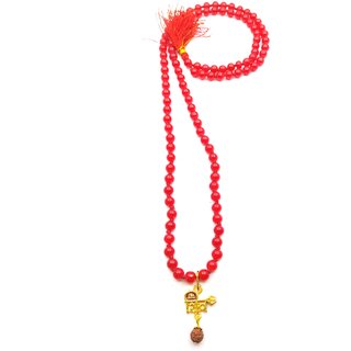 Raviour Lifestyle Lord Shiv Mahakal Mahadev Bholenath Trishul Pendant With Red Hakik Agate 108 beads Mala