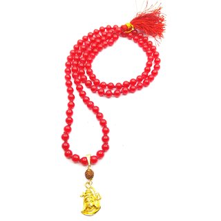 Raviour Lifestyle Lord Shiv Mahakal Shankar Mahadev shiv shakti Rudraksha Pendant With Red Hakik Agate 108 beads Mala