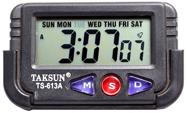 Taksun 613A-2 Car Dashboard/Desk Alarm Digital Clock And Stopwatch With  Flexible Stand