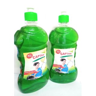 Captain Dishwash Liquid Green 500Ml  (Pack Of 2)