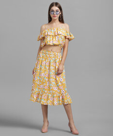 Vaararo Women's Yellow Two Piece Dress