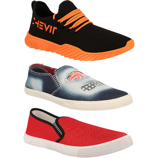 Chevit Trendy Fashion Combo Pack of 3 Pairs Loafers/Sneakers Outdoor Casual Shoes for Men