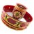 Stainless Steel Karwa Chauth 6 Pieces Decorative Pooja Thali Set (Red) (Thali Size 11) Steel  (6 Pieces, Red)