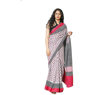 Hand Block Printed Pure Cotton Saree For Women With Attached With Blouse