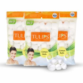 Tulips White Cotton Balls 50S (Pack Of 3)