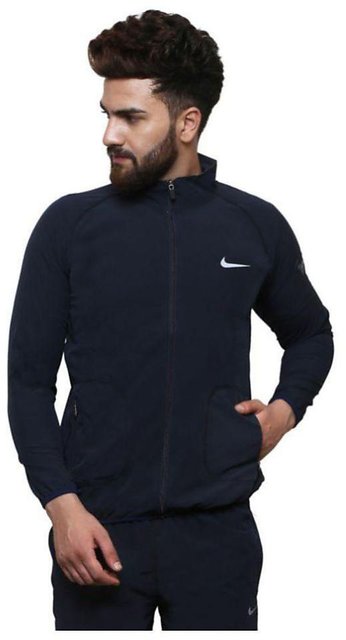 nike navy polyester terry jacket