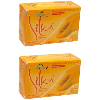                       SILKA Herbal papaya Enriched Soap For Anti Wrinkle And Skin glow Soap 135g (Pack Of 2, 135g Each)                                              
