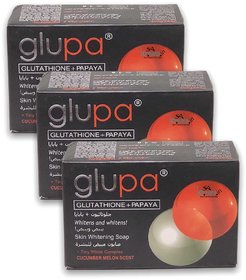 Glupa Glutathone + Papaya Skin Whitens and Whitens Soap 135g (Pack of 3, 135g Each)