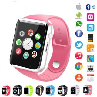 CHG Smart Watch for Girls Pink A1 Smart Watch BT 3.0 Support SIM and TF Card Camera Android Watch Z4