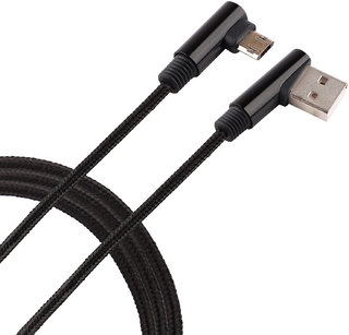 IAIR D16 Black Right Angled Micro USB Charging Cable Nylon Braided 125m Cable 2A Fast Charge Sync Cable