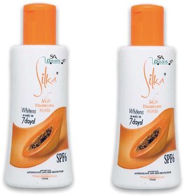 Silka skin whitening green papaya Body Lotion 200ml (Pack Of 2)