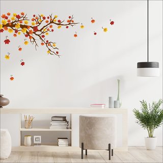                       SAAZSAAR Autaum Leaf Multicolor Wall Sticker                                              