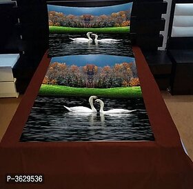 THE HOME STYLE 3D Digital Print Velvet King Size bedsheet Double Bed with 2 Pillow Covers- Duck in Water