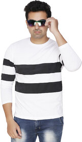 ZETE074 White Black Double Patta Full Sleeve T Shirt For Men