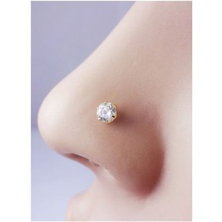 Indian Designer Gold Plated American Diamond Stud Nose Pin Bollywood Fashion Women And Girls Jewelry