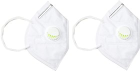 Pack of 2 White Face Mask Respirator Anti-Dust Breathable Protective Mask with N95 Filter