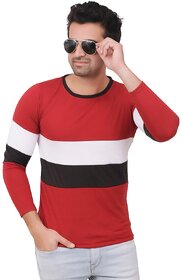 ZETE084 Red Black White Full Sleeve T Shirt For Men