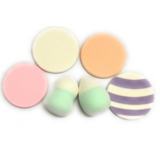 6 Pcs Professional Make Up Cosmetic Foundation Sponge Powder Applicator Facial Puff Different Shapes (Multicolor)