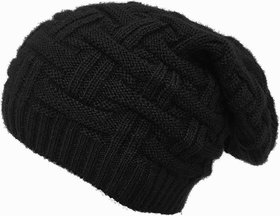 Fashook Men Black Woolen Beanie Cap