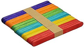 Vardhman Supreme Quality Wooden Ice Cream Sticks 100 Pcs Multicolored  For Diy Crafts Hobbycrafts Project Work Scrapbooking