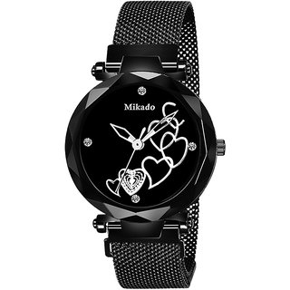 Mikado Classy  Black Heart Watch For Women