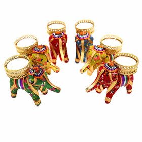 AVN Elite Elephant T Lights Holder Candle Stand for Home Decor/Diwali Set of 6
