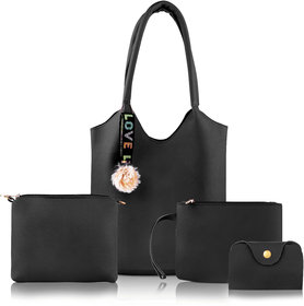 Threadstone Women's Latest PU Leather Handbag Combo Black -4