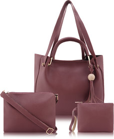 Threadstone Women's Latest PU Leather Handbag Combo Plain Maroon -3