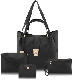Threadstone Women's Latest PU Leather Handbag Combo Sampsha Black-4