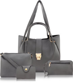 Threadstone Women's Latest PU Leather Handbag Combo SAMOSHA Grey-4