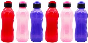 Harshpet 1000ml Crown Fliptop Cap Water Bottles Set of 6 Pcs (Multicolor)