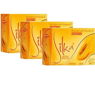                       Silka Papaya Skin Whitening And Tightening Soap Made In Philippines (Pack Of 3)                                              