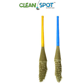 Harshpet Multipurpose No Dust Broom Set of 2 (Yellow,Blue)