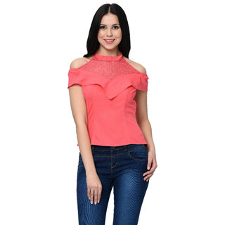                       RUH Pink Crepe party wear Top                                              