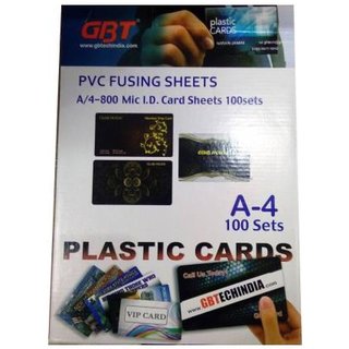 GBT PVC Fusing Sheet A4 I.D Card Sheet Set of 100 ( 100 PVC Printing Sheet  100 Coated Overlay )