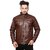 Alpha Men's Brown Faux Slim Fit Leather Jacket