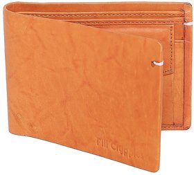 FILL CRYPPIESMen Tan Genuine Leather Wallet(7 Card Slots)