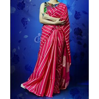 Umasaree Red Ghicha Cotton Silk Handloom Saree With Blouse Piece