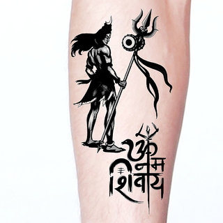 Mahadev Dambru with Trishul tattoo Temporary waterproof tattoos For Men  Women