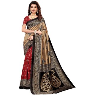                       SVB Saree Red  Chicku Colour Kalamkari Saree                                              