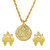 MissMister Micron Goldplated Lakshmi Coin pendant with Matching Earrings (MM1638CMSV)
