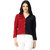 BuyNewTrend Cotton Lycra Maroon and Navy Buttoned Jacket with Hoodie For Women