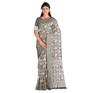 Kanieshka Brand Good Quality Brown Silk Saree With Broad Golden Border, Attached Blouse