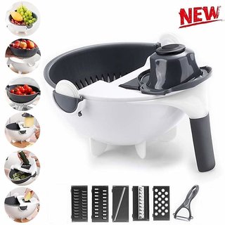 Magic 9 in 1 Multifunctional Vegetable Cutter with Drain Basket Rotate Vegetable