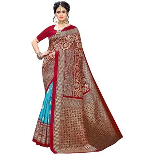                       Sharda Creation Rama  Red woven Art Silk Saree                                              